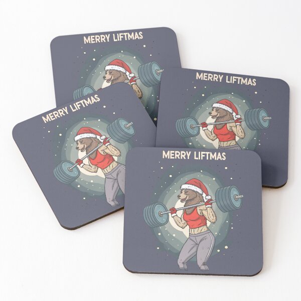 Item preview, Merry Liftmas – Muscular Female Bear Lifting Weights designed and sold by PLisasPets.