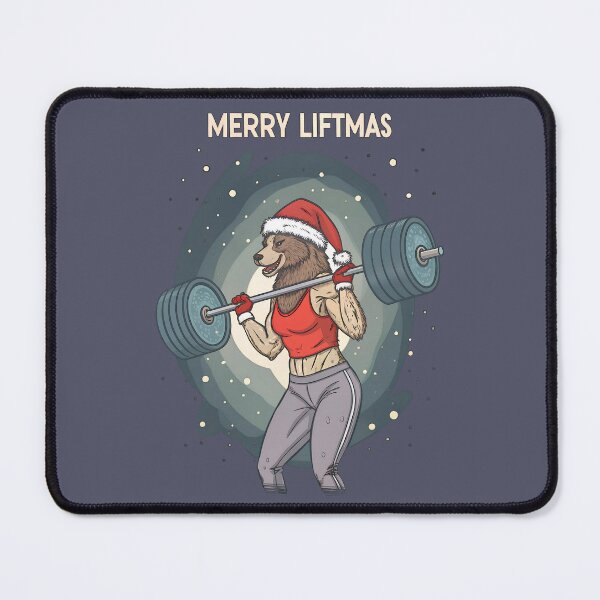 Item preview, Merry Liftmas – Muscular Female Bear Lifting Weights designed and sold by PLisasPets.
