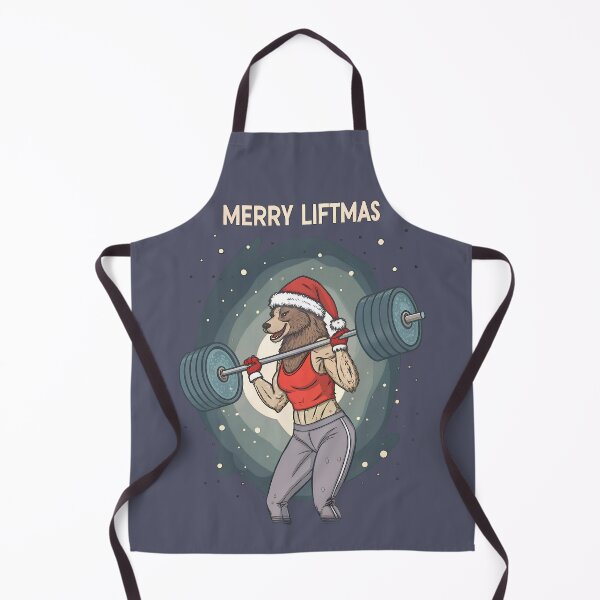 Item preview, Merry Liftmas – Muscular Female Bear Lifting Weights designed and sold by PLisasPets.