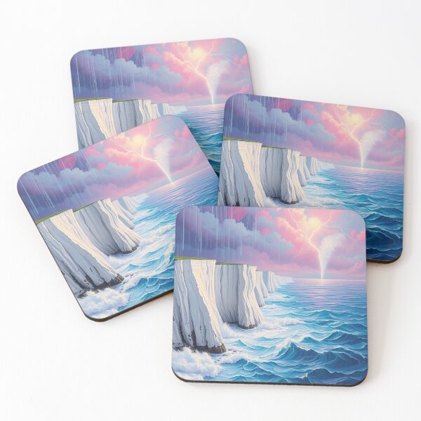 Item preview, Dramatic White Cliffs Lightning Storm Fantasy Seascape Art designed and sold by EllDAV777.