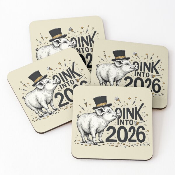 Item preview, Oink Into 2026 Gold Accent Funny Pig New Year's Design designed and sold by MandalynnInk.