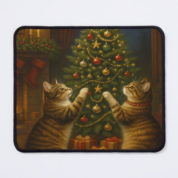 Item preview, Christmas Tree Mischief Cute Cats  designed and sold by DuckyRebels.