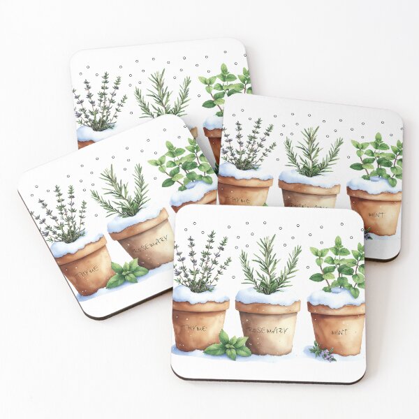 Item preview, Winter Herbs in Terracotta Pots designed and sold by Litely.