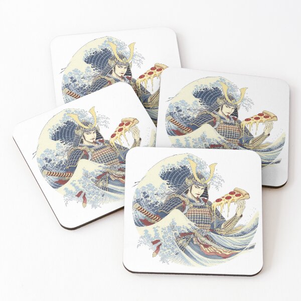 Item preview, Funny Japanese Samurai Eating Pizza Ukiyo-e designed and sold by DreamLeafCo.