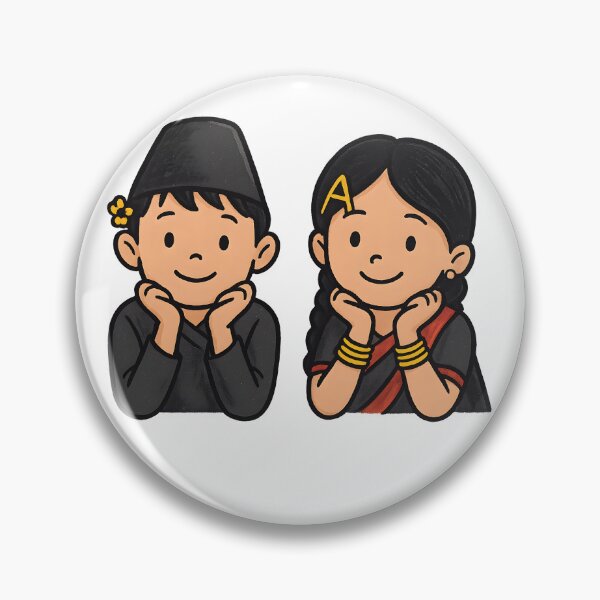 Item preview, Cute Cartoon Nepali Boy & Girl in Traditional Dress T-Shirt designed and sold by Khwopa Design.