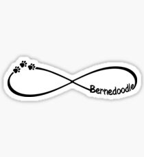 Bernedoodle with infinity saying and sweet paws graphic Sticker