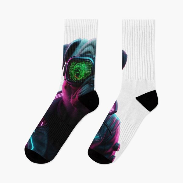 Item preview, Cyberpunk Pug Dog Gamer In VR Goggles designed and sold by DreamLeafCo.