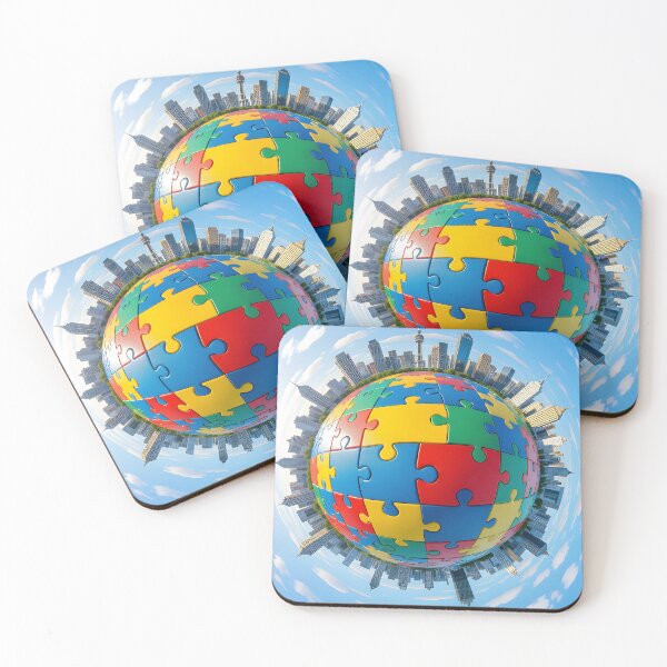 Item preview, Global Puzzle Sphere with City Skyline – Concept of Unity, Diversity and Connection designed and sold by miletes17Studio.