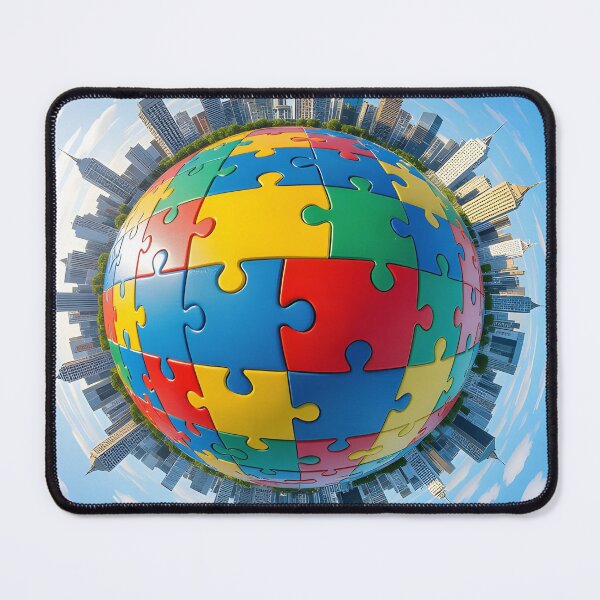 Item preview, Global Puzzle Sphere with City Skyline – Concept of Unity, Diversity and Connection designed and sold by miletes17Studio.