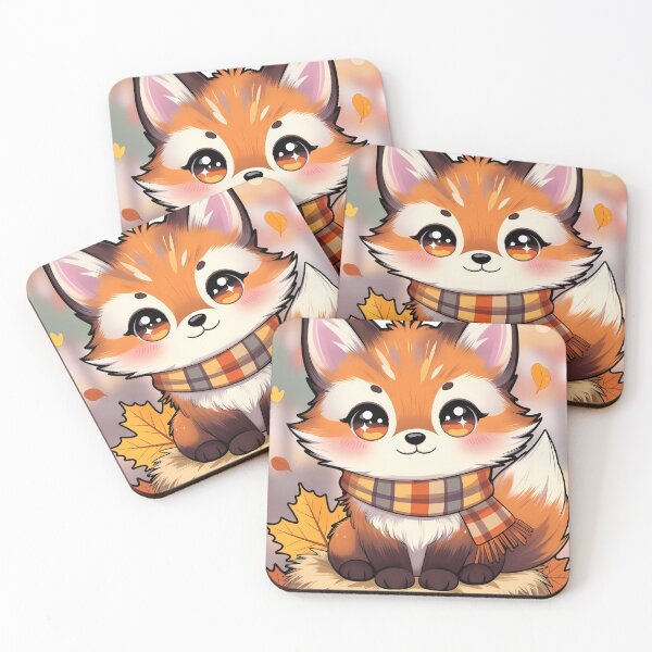 Item preview, Cute Fall Fox with Plaid Scarf – Cozy Autumn Kawaii Art designed and sold by QurekaStudio.