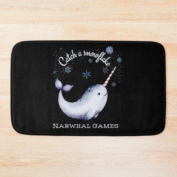 Item preview, Cute Narwhal in the North Pole – Catch a Snowflake Winter Narwhal Fun designed and sold by SunandShade.