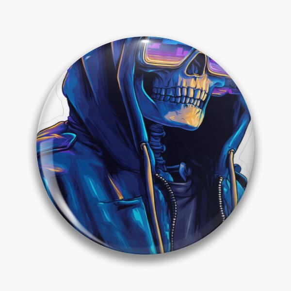 Aperçu de l'œuvre Crâne cyberpunk dans un sweat à capuche bleu créée et vendue par Gscode.