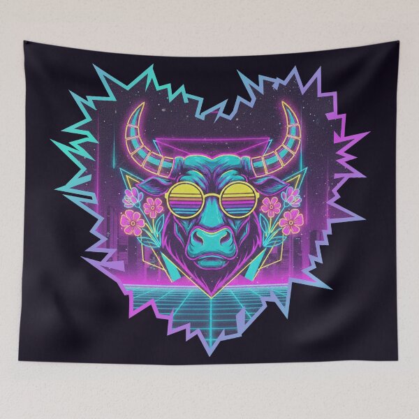 Item preview, Toro Synthwave Neón – Arte animal cibernético retro vaporwave designed and sold by MerchYouSearch.