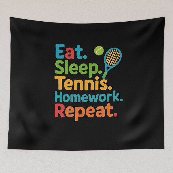 Item preview, Eat Sleep Tennis Homework Repeat – Funny Tennis Student Quote Design designed and sold by VoleyonClay.