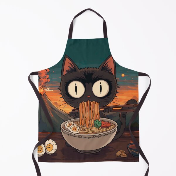 Item preview, cat eating ramen near volcano designed and sold by Vvmd.