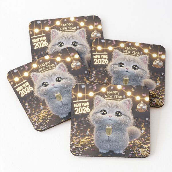 Item preview, Cat Toasting to 2026 designed and sold by PetJoyPrintsCO.