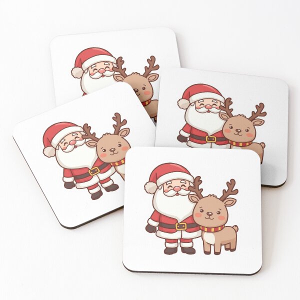 Item preview, Adorable Cartoon Santa Claus and Reindeer Sticker designed and sold by Lavaana.