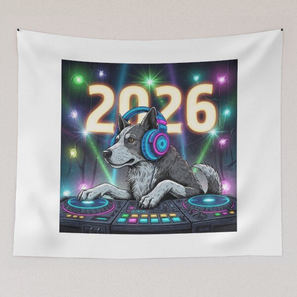 Item preview, New Year Dog DJ designed and sold by PetJoyPrintsCO.