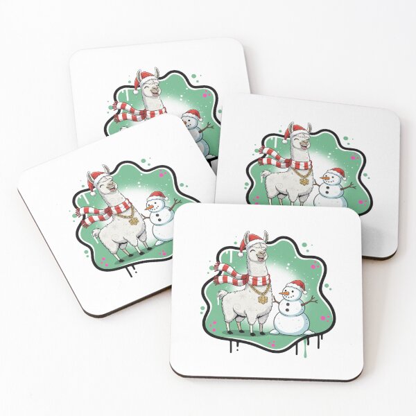 Item preview, Llama with Snowman – Cozy Christmas Spirit for Llama Fans designed and sold by MiszungART.