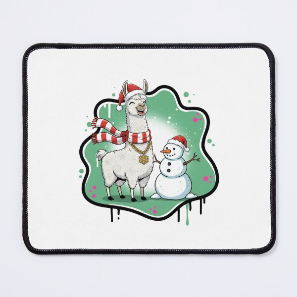 Item preview, Llama with Snowman – Cozy Christmas Spirit for Llama Fans designed and sold by MiszungART.
