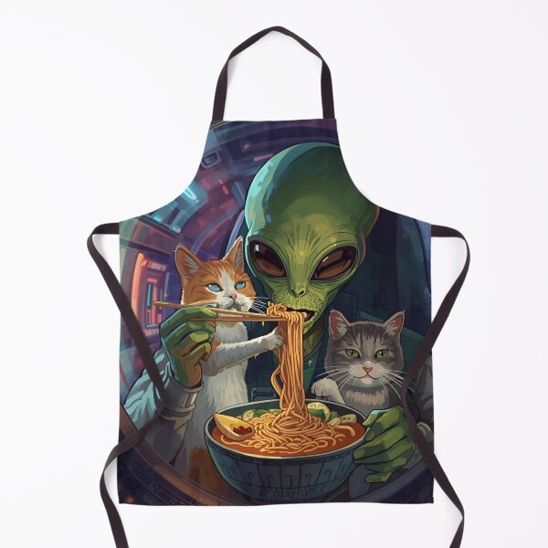 Item preview, Alien & Cat Eating Ramen Dinner designed and sold by Vvmd.