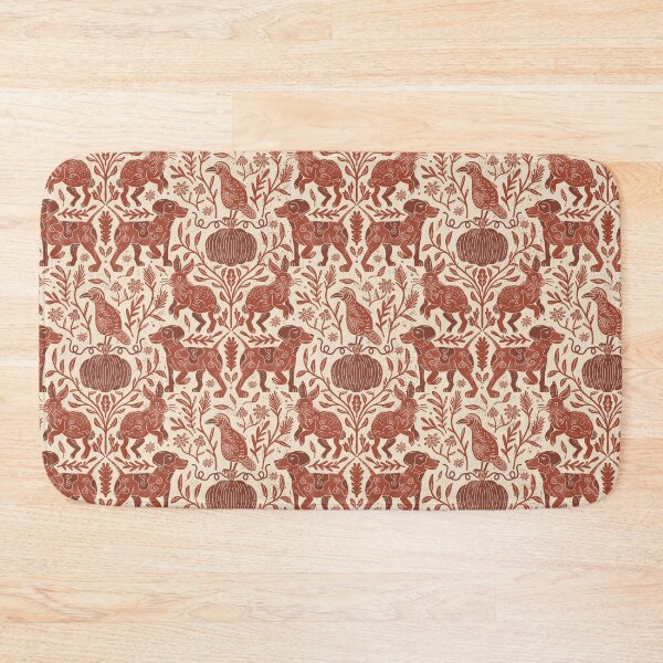 Item preview, Autumn Hunt Club - Folk Hunting Dogs Partridges Rabbits & Pumpkins - Rust designed and sold by IlustraDeni.