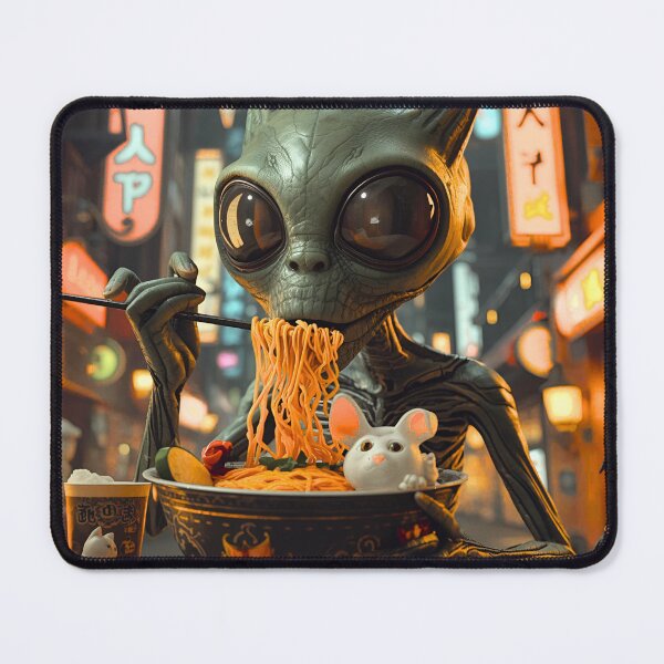 Item preview, cat eating ramen with alian designed and sold by Vvmd.