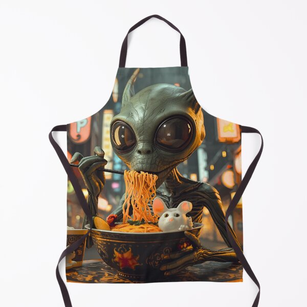 Item preview, cat eating ramen with alian designed and sold by Vvmd.