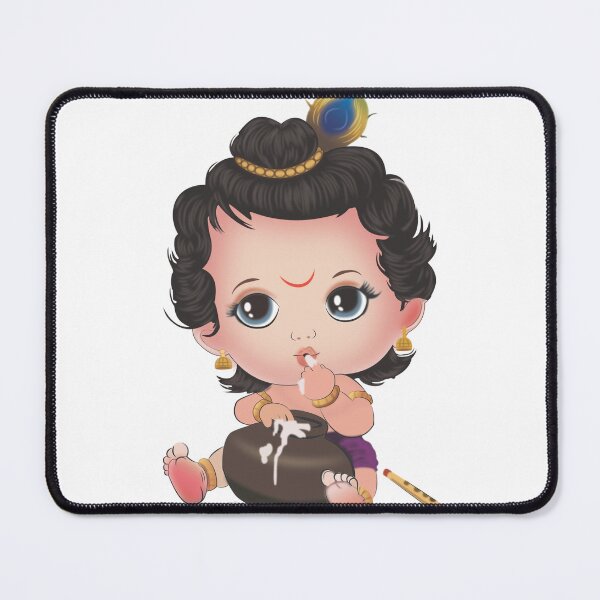 Item preview, Cute Baby Krishna Digital Illustration – Bal Krishna Eating Butter Art (High-Quality PNG) designed and sold by Diksharthic.