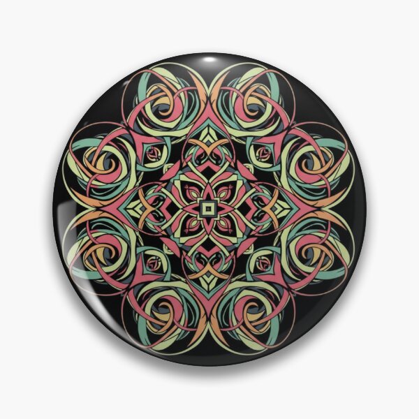 Item preview, Intricate Celtic Knot Mandala ​Pastel Swirls on Black ​Symmetrical Knotwork Design.  designed and sold by ZyVoAli.