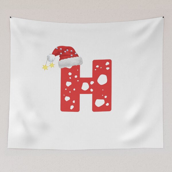 Item preview, Christmas Letter H | Santa Hat Monogram designed and sold by EchoPrint Co..
