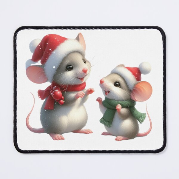 Item preview, Two Little Mice Wearing Christmas Hats designed and sold by mETTY mET.