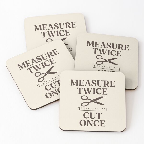 Item preview, Measure Twice Cut Once – Brown Craft Tools Design with Scissors and Ruler designed and sold by astersgraphics.