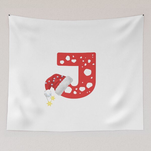 Item preview, Christmas Letter J | Santa Hat Monogram designed and sold by EchoPrint Co..