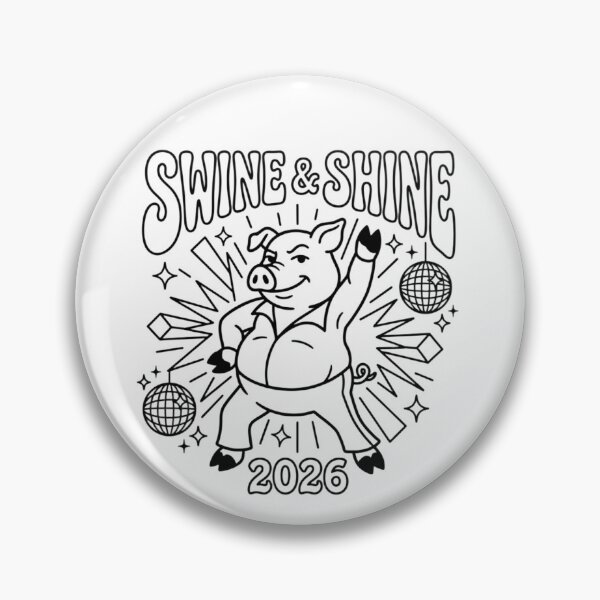 Item preview, Swine and Shine 2026 Retro Pig designed and sold by MandalynnInk.