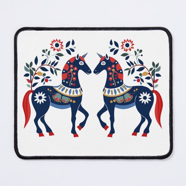Item preview, Scandinavian Cottagecore Design of Unicorns, Unicorn Folk Art designed and sold by xiao xuans.