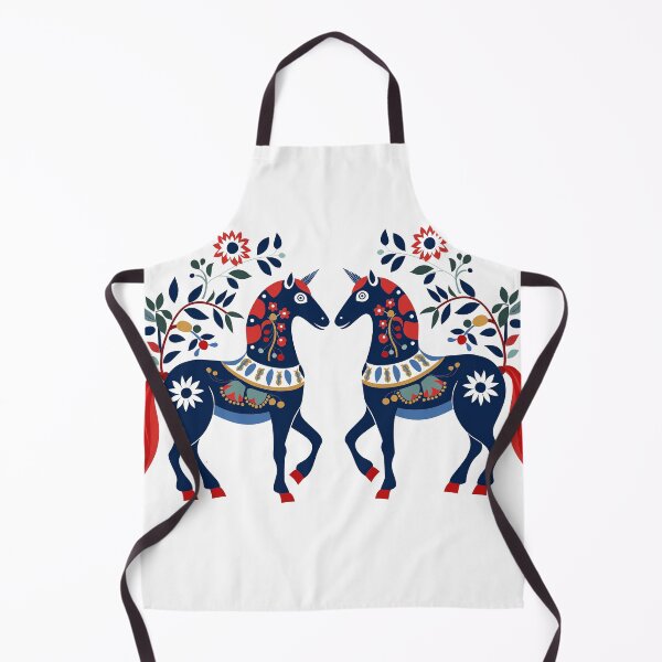 Item preview, Scandinavian Cottagecore Design of Unicorns, Unicorn Folk Art designed and sold by xiao xuans.