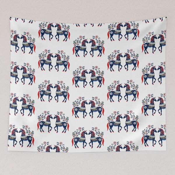 Item preview, Scandinavian Cottagecore Design of Unicorns, Unicorn Folk Art designed and sold by xiao xuans.