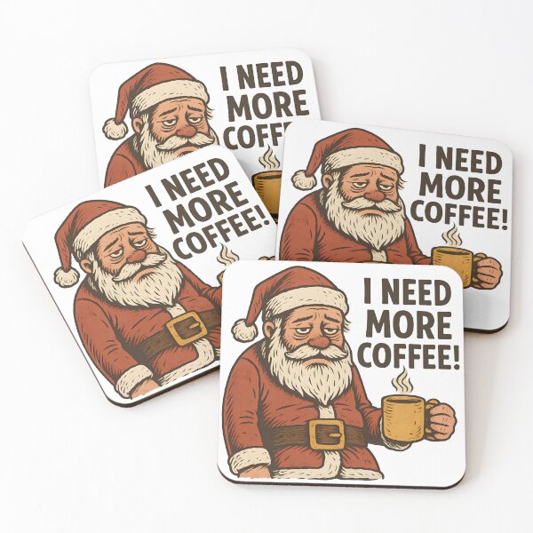 Item preview, Tired Santa – I Need More Coffee Vintage Christmas Design designed and sold by SigmaSoul.