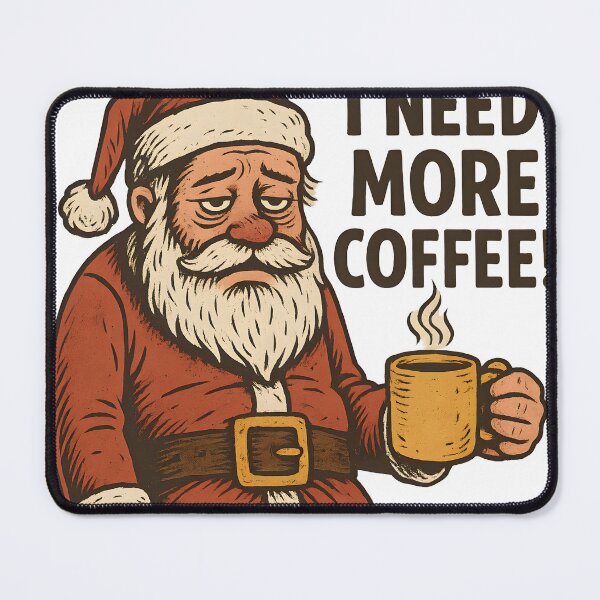 Item preview, Tired Santa – I Need More Coffee Vintage Christmas Design designed and sold by SigmaSoul.