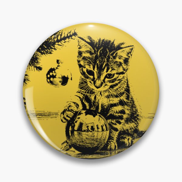 Item preview, Christmas Kitten Ornament Gold Vintage designed and sold by RPrintPulse.