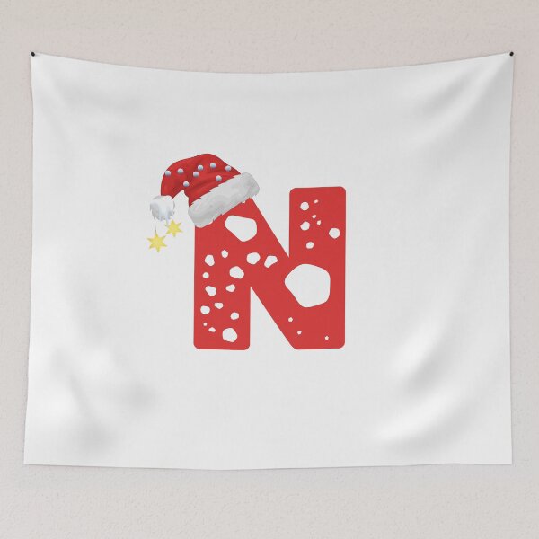 Item preview, Christmas Letter N | Santa Hat Monogram designed and sold by EchoPrint Co..