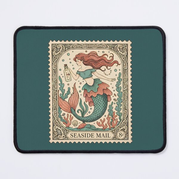 Item preview, Seaside Mail: The Vintage Mermaid Stamp designed and sold by VIVID COLORS CLUB.