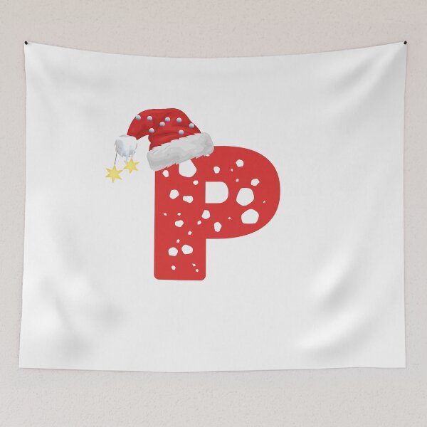 Item preview, Christmas Letter P | Santa Hat Monogram designed and sold by EchoPrint Co..