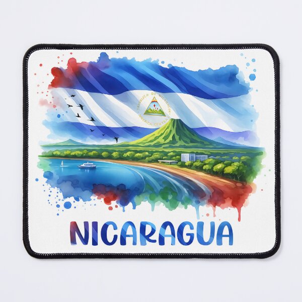 Item preview, Nicaragua Flag Art Scenic Volcano & Coastline Vacation designed and sold by NUMAcreations.