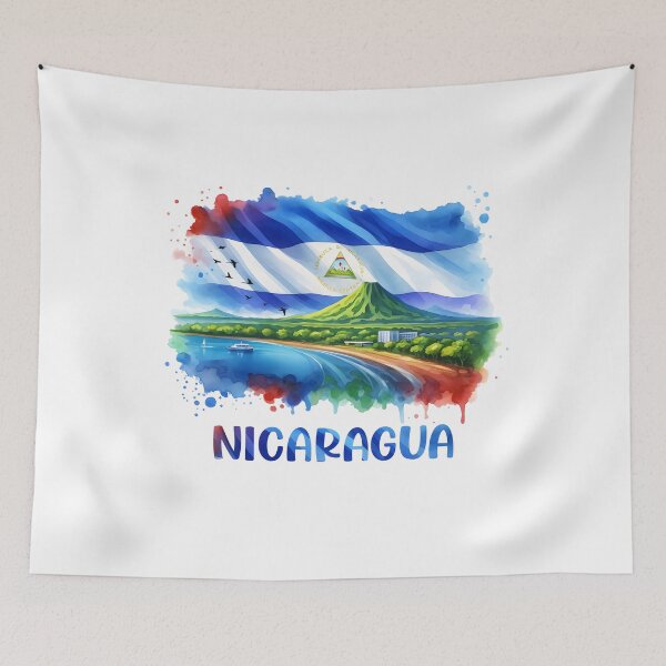 Item preview, Nicaragua Flag Art Scenic Volcano & Coastline Vacation designed and sold by NUMAcreations.