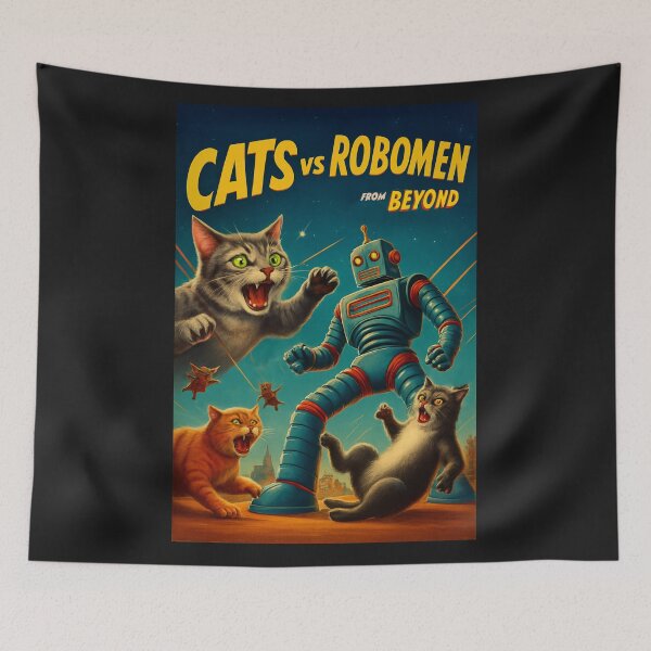 Item preview, Alley Cats vs Robo Invaders designed and sold by Cats and Other Things.