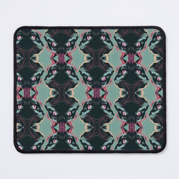 Item preview, Art Abstract Black Cat Fluorescent Pink and Olive Green Pattern designed and sold by bartink.co.