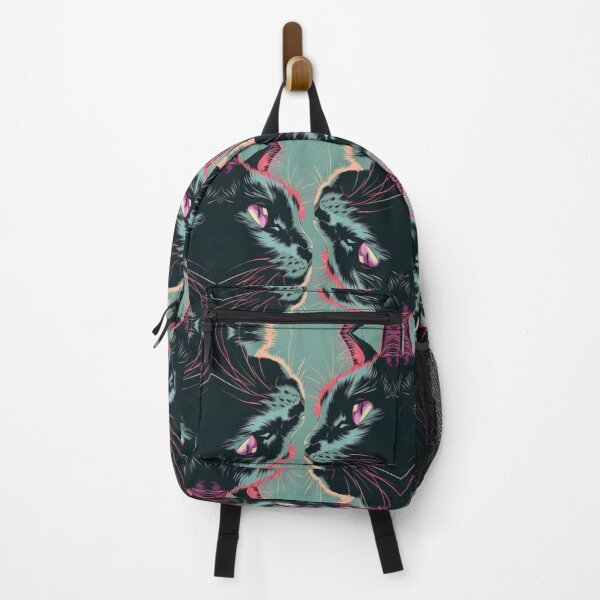 Item preview, Art Abstract Black Cat Fluorescent Pink and Olive Green Pattern designed and sold by bartink.co.
