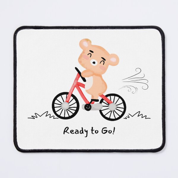 Item preview, Ready to Go – Cute Bear on a Bike, Cute Bear Riding a Red Bicycle, Kawaii Bear on a Bike – Kids Design designed and sold by GDbanners.